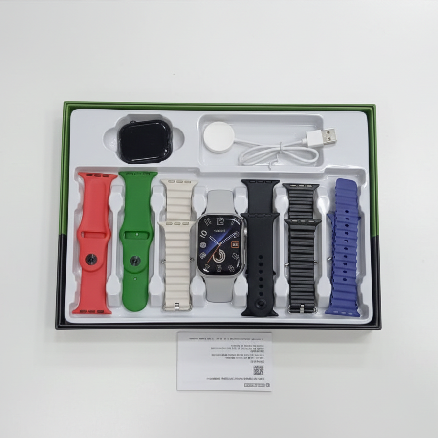 CROWN XT20 Series II Smart Watch 7+1 Combo 2.01Ó HD display, Bluetooth calling, 7 straps, stylish multi-function smartwatch