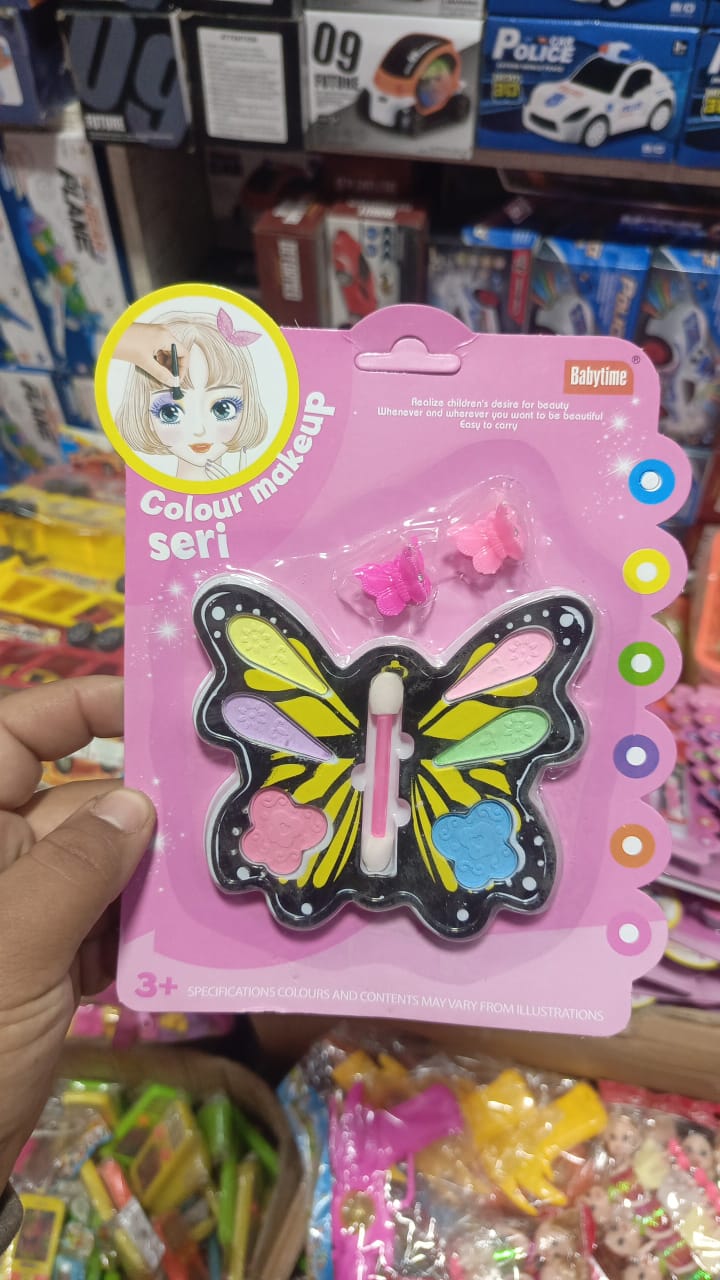 Mini butterfly makeup kit for girls kids with colorful pretend play beauty accessories in cute portable butterfly case