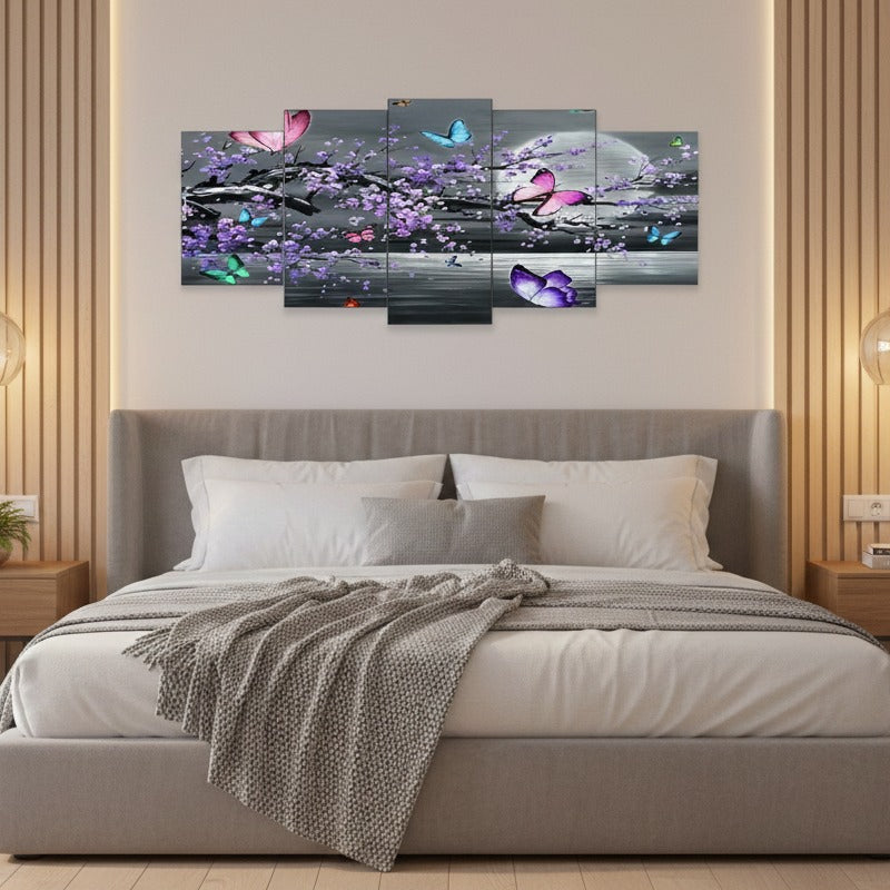 5PCS wooden sticky wall frames, 16x40 inch ready layout, peel & stick design for modern, damage-free photo or art display