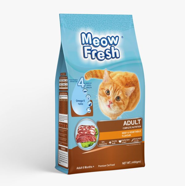(Beef & Veggie Feast) Meow Fresh Classic Dry Cat Food - 450g