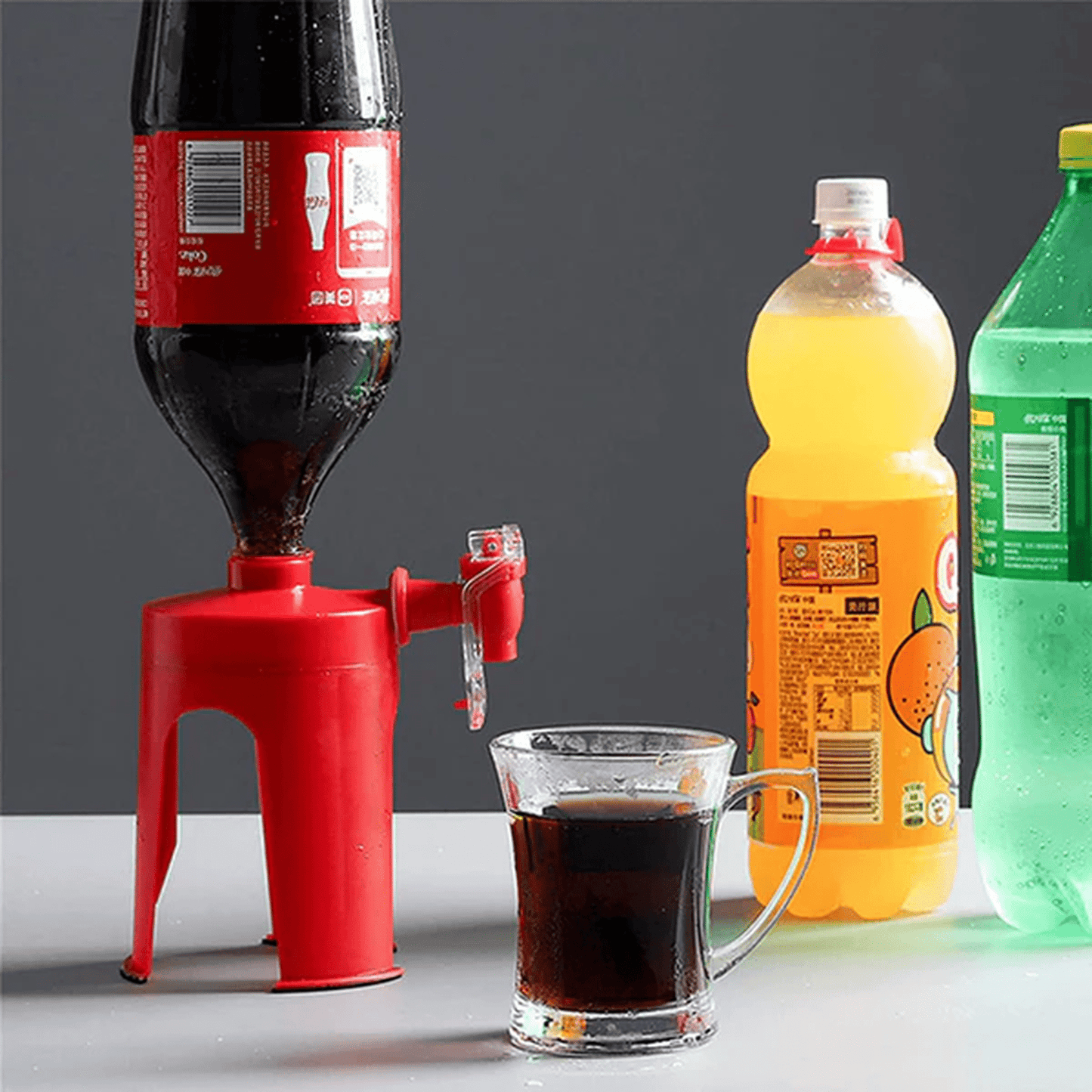 Cold Drink Cola Dispenser Stand with Tap | Bottle Beverage Fountain | Fizz Saver for Home, Parties, and Picnics