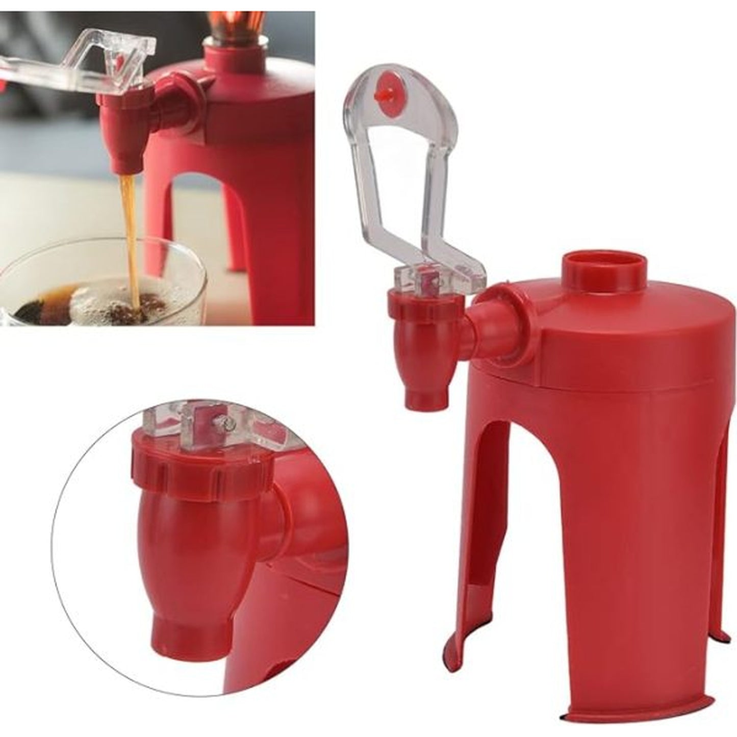 Cold Drink Cola Dispenser Stand with Tap | Bottle Beverage Fountain | Fizz Saver for Home, Parties, and Picnics