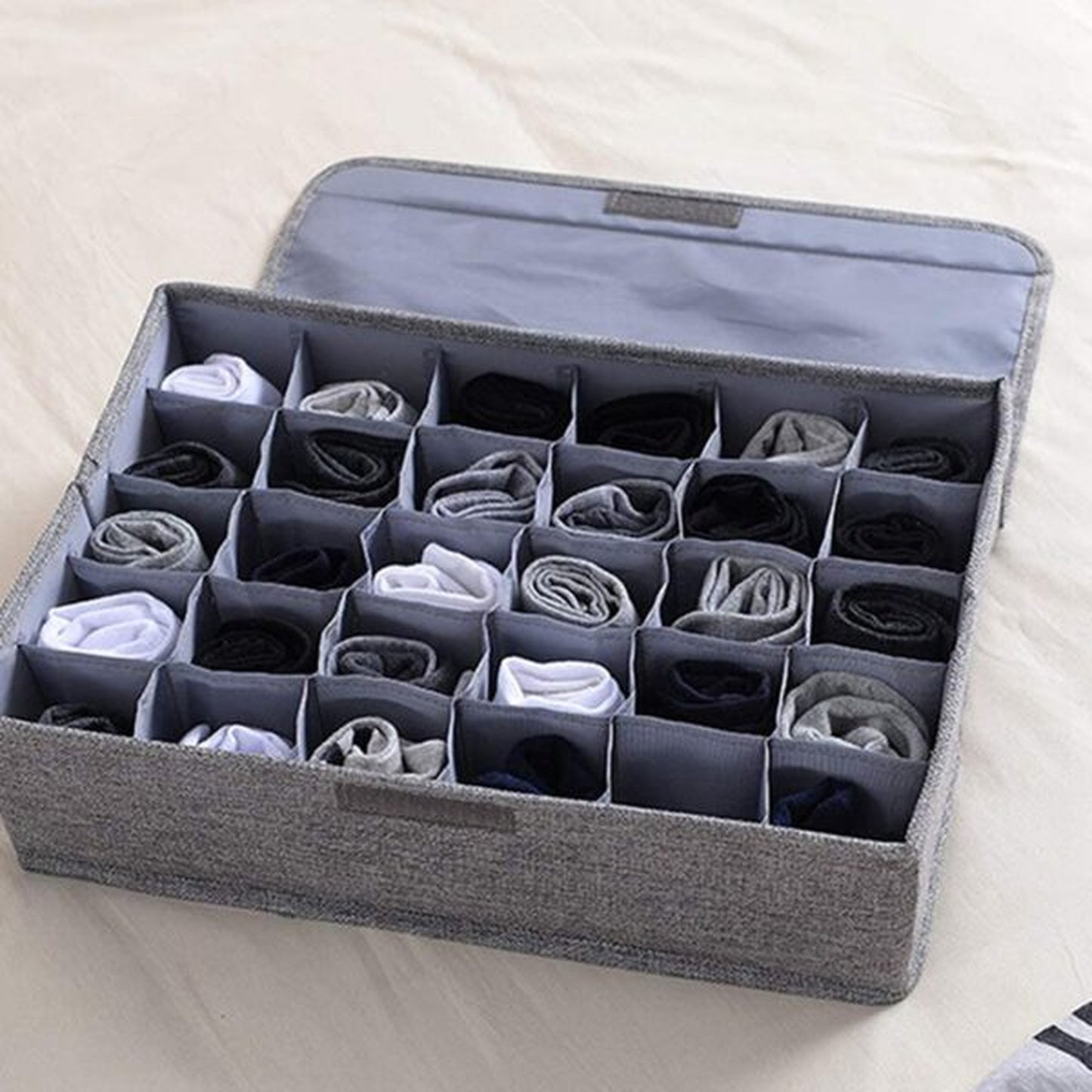 Ultimate Drawer Organizer: 24-Cell Collapsible Closet Solution for Socks, Ties, Handkerchiefs, Underwear, Belts and More!