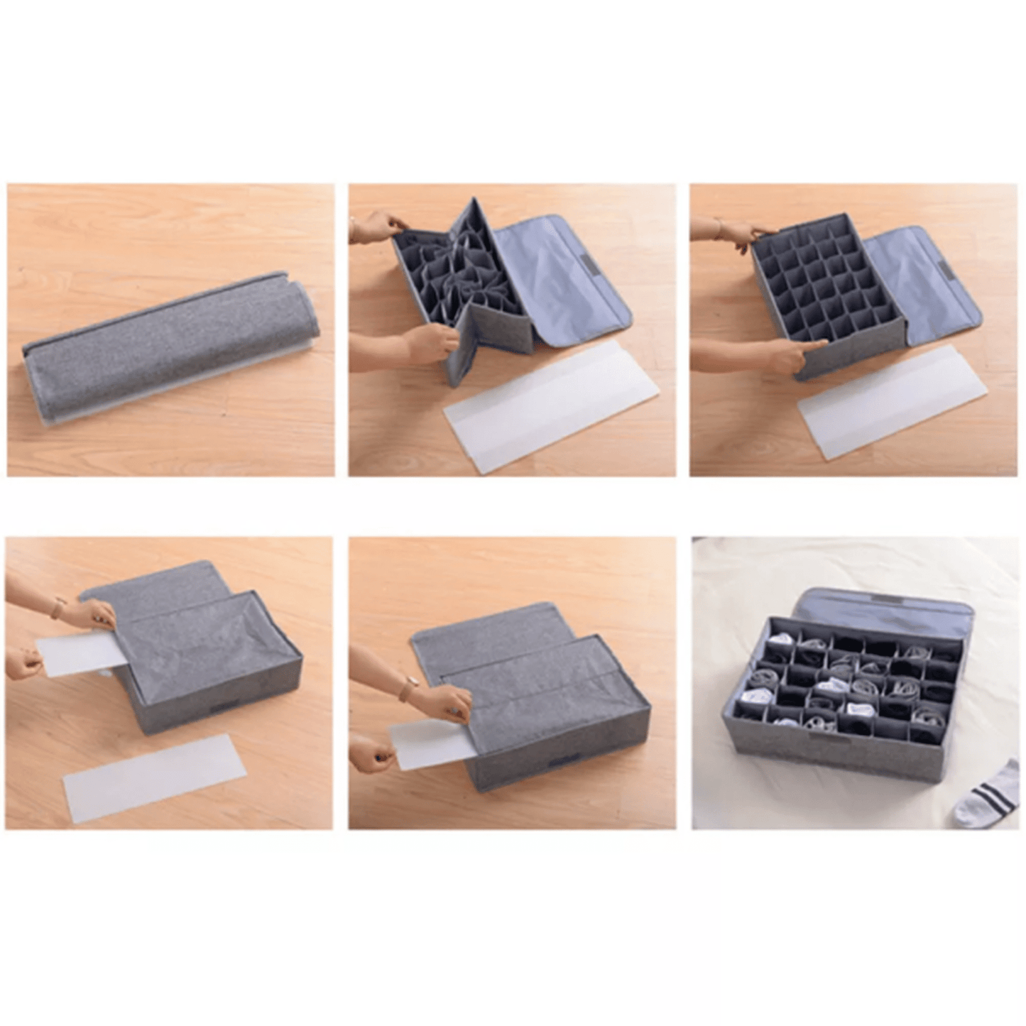 Ultimate Drawer Organizer: 24-Cell Collapsible Closet Solution for Socks, Ties, Handkerchiefs, Underwear, Belts and More!
