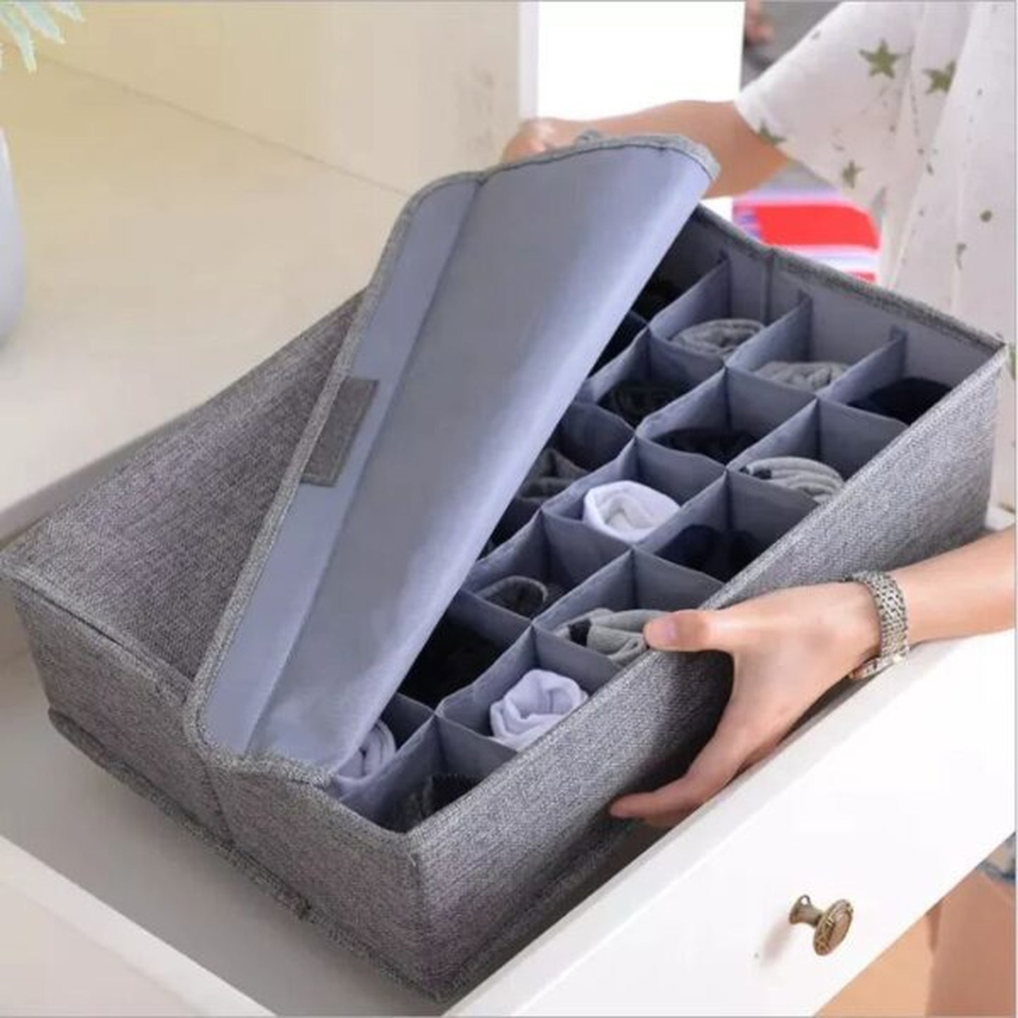 Ultimate Drawer Organizer: 24-Cell Collapsible Closet Solution for Socks, Ties, Handkerchiefs, Underwear, Belts and More!