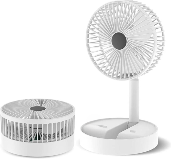 Folding Telescopic Floor Fan Silent & Adjustable | USB Rechargeable Desktop Fan for Home, Office, Bedroom & School (Random Color)