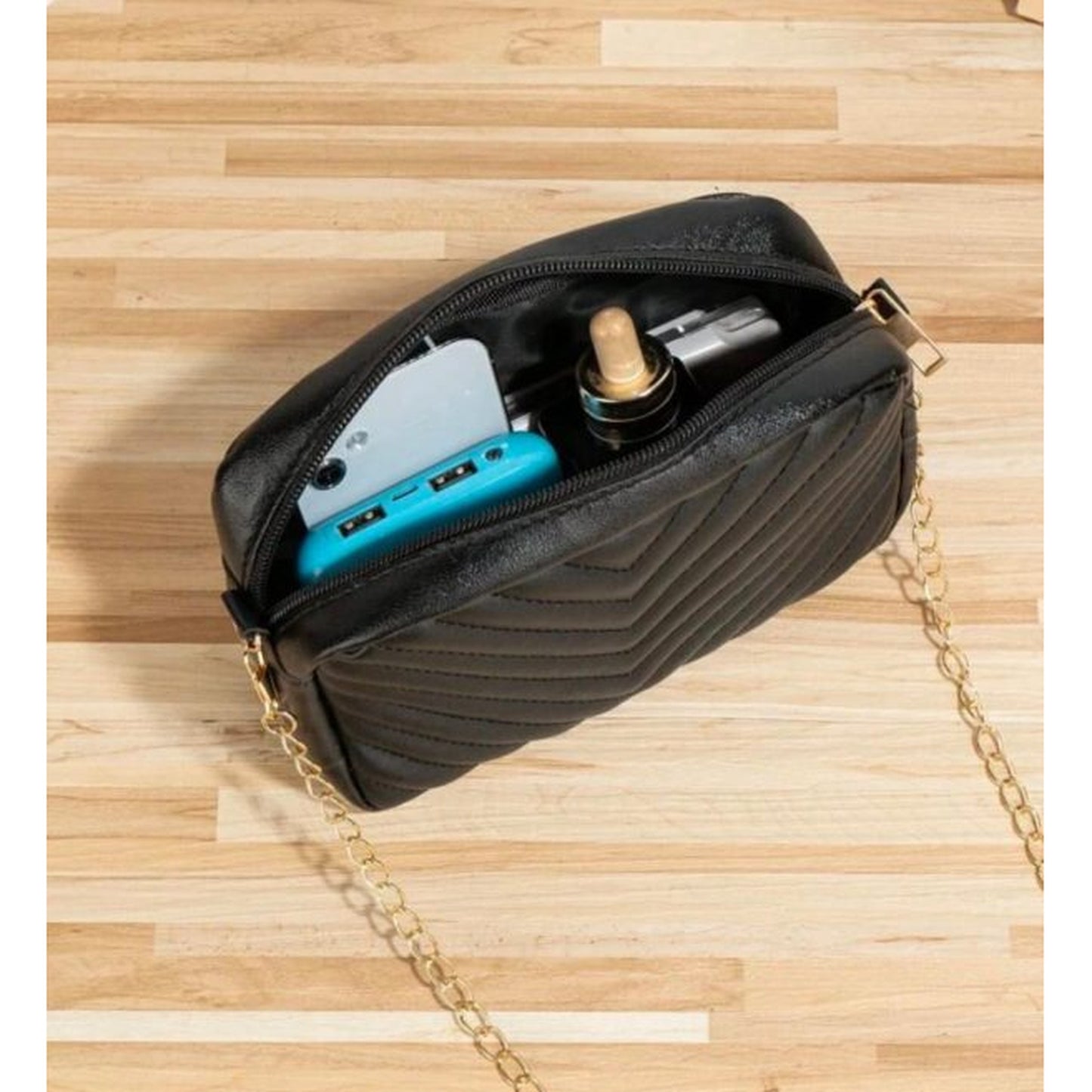 Stylish Horizontal Square Shoulder Bag | Premium PU Leather for Girls & Women (Black)