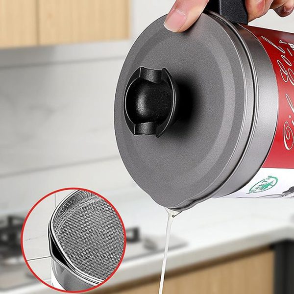Oil Storage & Filtration Pot with Lid | Kitchen Fryer Oil Filter Jug | 1.4L Capacity | Box Packed | Convenient Handle for Easy Use