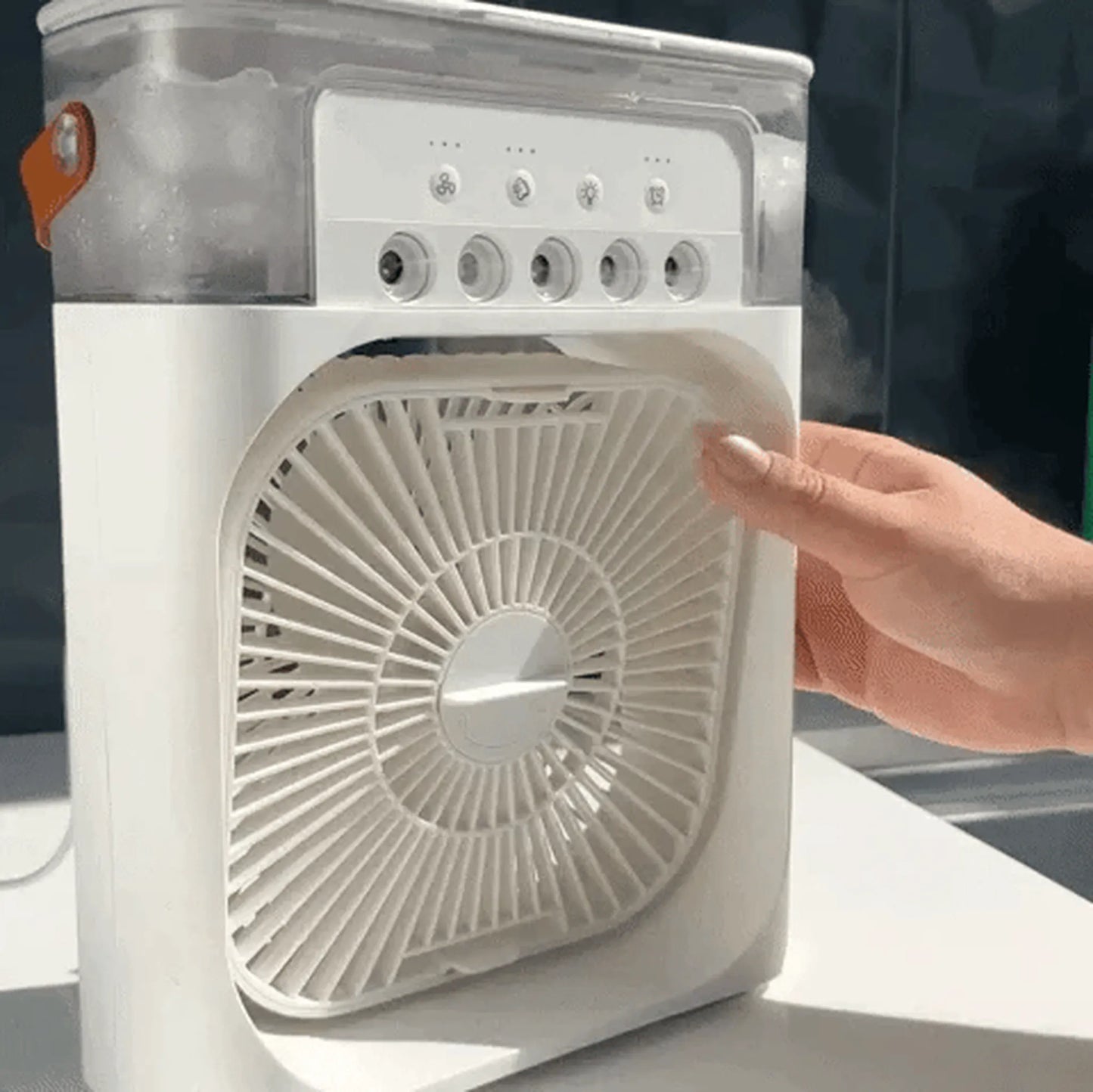 Portable USB Air Conditioner Fan with LED Night Light, Fine Mist, & Humidifier