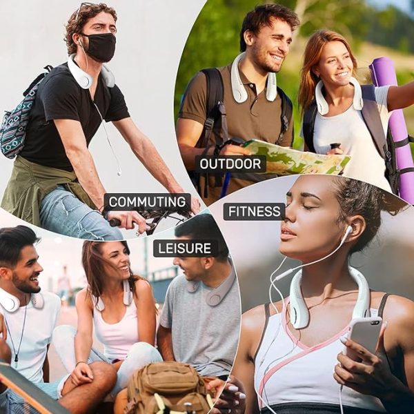 Portable Neck Fan, Hands-Free Bladeless Cooling | Simple Deluxe Karex Rechargeable Neck Fan β Headphone Design (White)