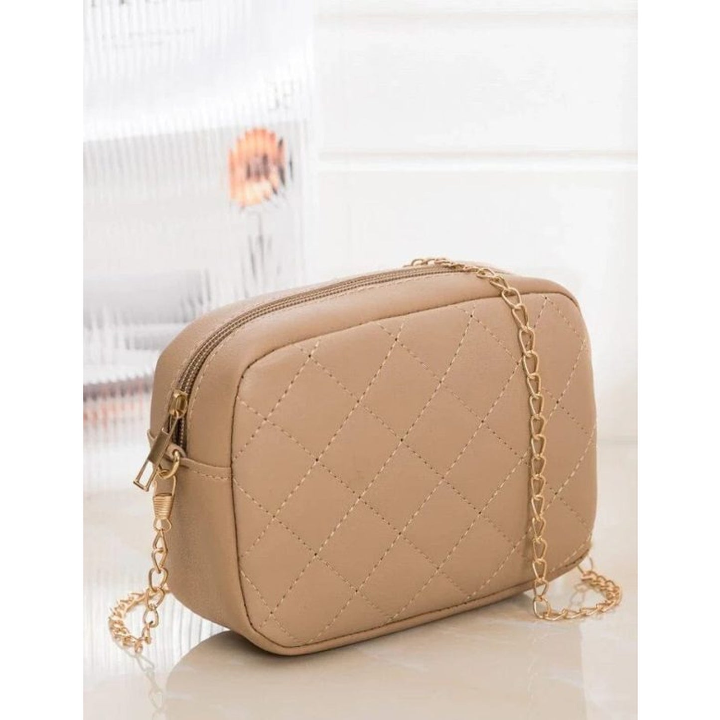 Elegant Square Shoulder Bag | Premium PU Leather for Girls & Women (Skin Tone)
