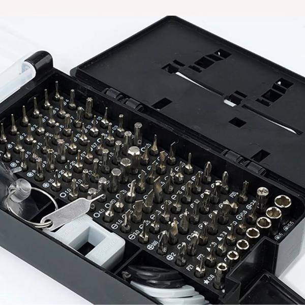 115-piece magnetic stainless steel screwdriver set with precision bits for electronics, furniture, and home repairs