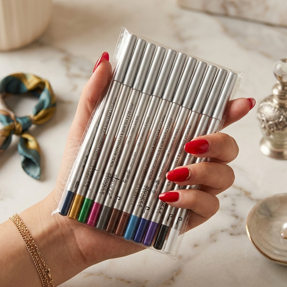 12PCS Multicolor Eyeshadow & Eyeliner Pencil Set, creamy, smooth, highly pigmented, perfect for bold and everyday eye looks