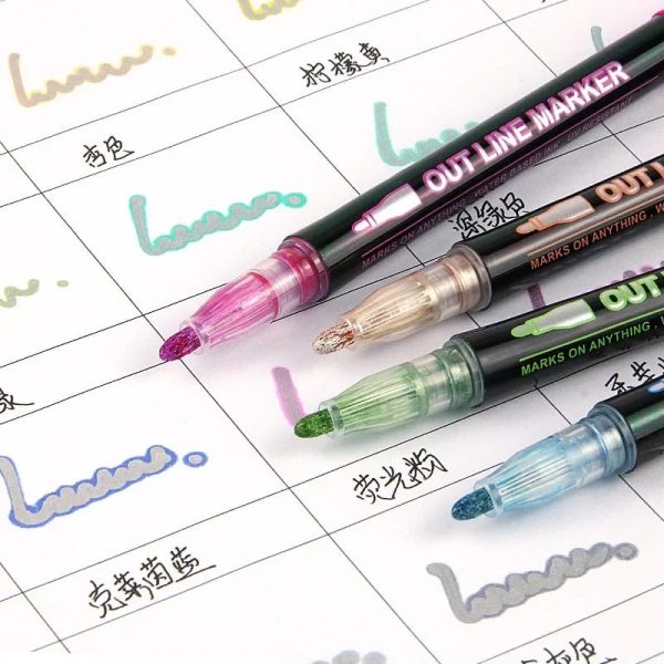 12pcs Outline Marker Highlighter Pens for Drawing & Doodling