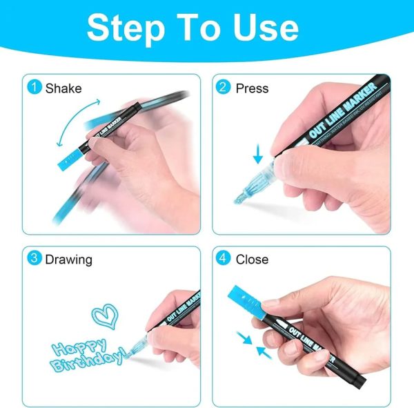 12pcs Outline Marker Highlighter Pens for Drawing & Doodling