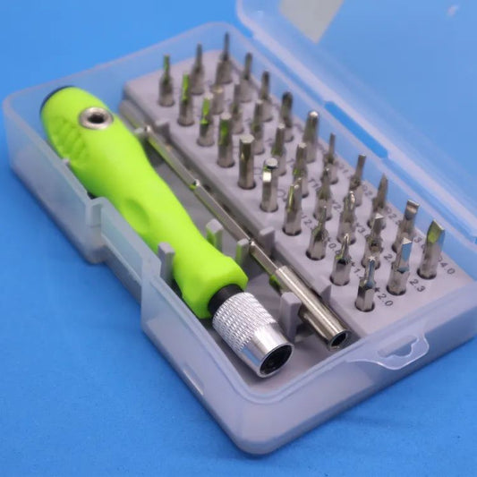 32-in-1 precision screwdriver set with magnetic bits for electronics, watches, laptops, and home repair tasks.