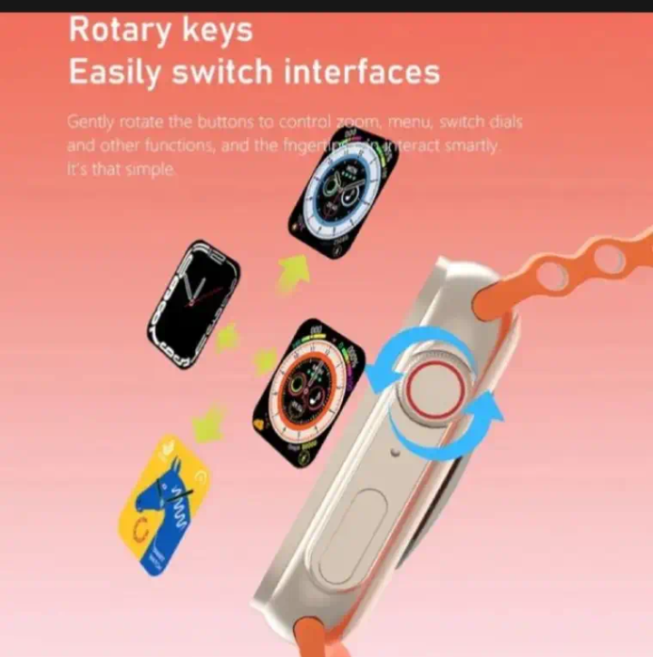 7-in-1 ultra smartwatch with 2.0in HD display, Bluetooth calling, GPS, heart rate and sleep tracking, wireless charging.