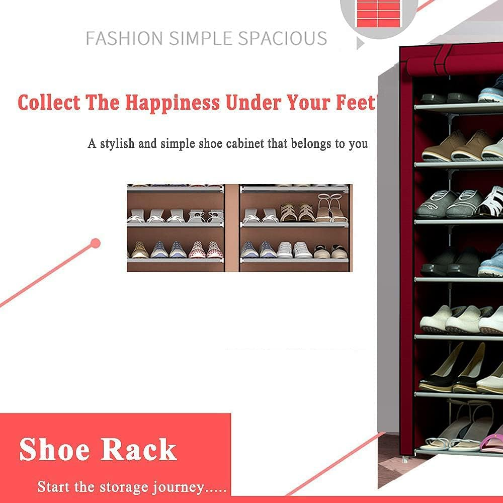 9-layer portable shoe rack, waterproof and dustproof, non-woven storage cabinet for organized footwear (random color).