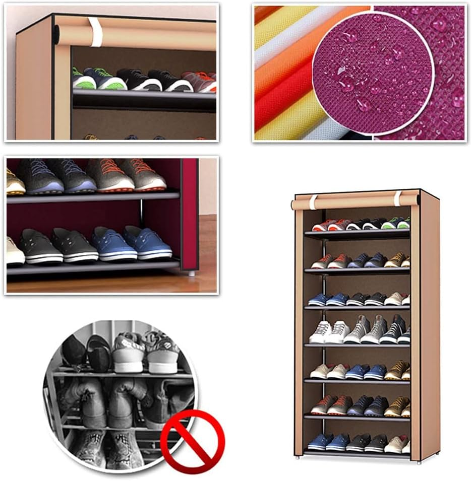 9-Layer Portable Shoe Rack – Waterproof & Dustproof Non-Woven Shoe Storage Cabinet (Random Color)