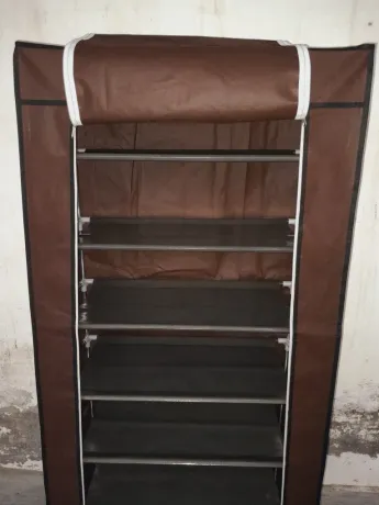 9-Layer Portable Shoe Rack – Waterproof & Dustproof Non-Woven Shoe Storage Cabinet (Random Color)