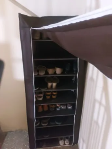 9-Layer Portable Shoe Rack – Waterproof & Dustproof Non-Woven Shoe Storage Cabinet (Random Color)