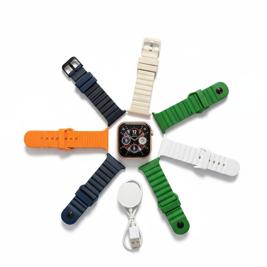 CROWN XT20 Series I0 Smart Watch 7+1 Combo 2.01in HD display, Bluetooth calling, 7 straps, stylish smartwatch for daily use