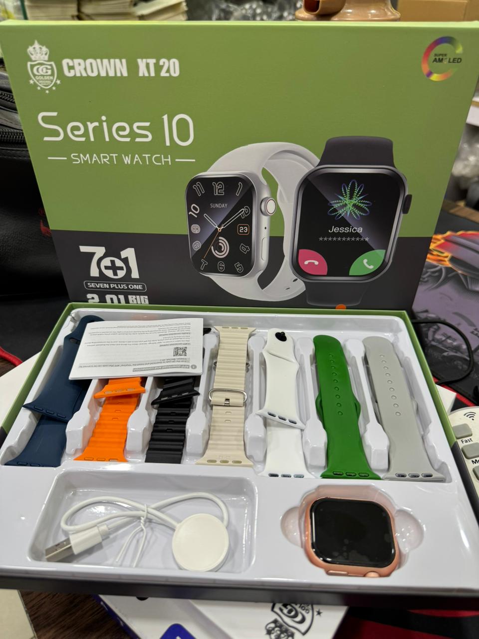 CROWN XT20 Series I0 Smart Watch 7+1 Combo 2.01in HD display, Bluetooth calling, 7 straps, stylish smartwatch for daily use