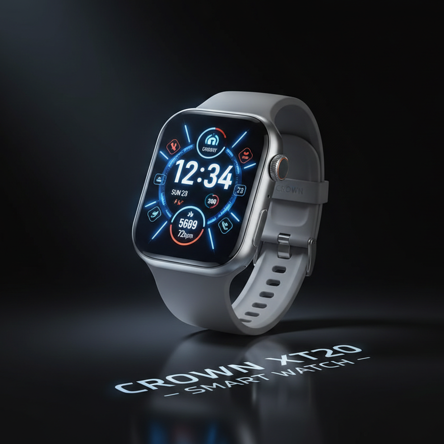 CROWN XT20 Series II Smart Watch 7+1 Combo 2.01Ó HD display, Bluetooth calling, 7 straps, stylish multi-function smartwatch