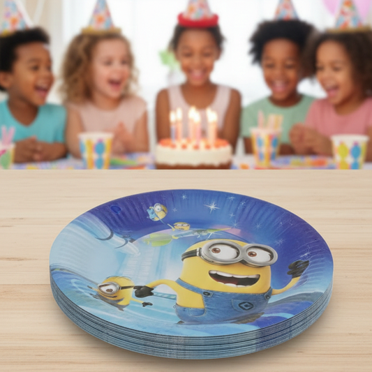10-Piece kids character birthday party plates set, disposable tableware for fun and colorful celebrations (random design).