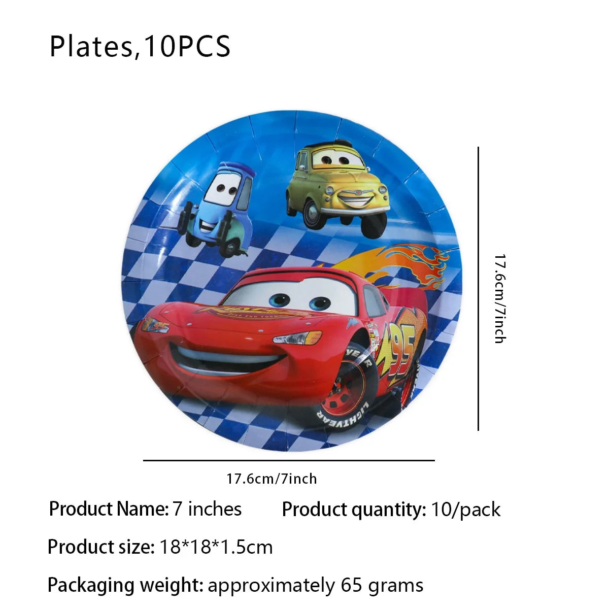10-Piece kids character birthday party plates set, disposable tableware for fun and colorful celebrations (random design).