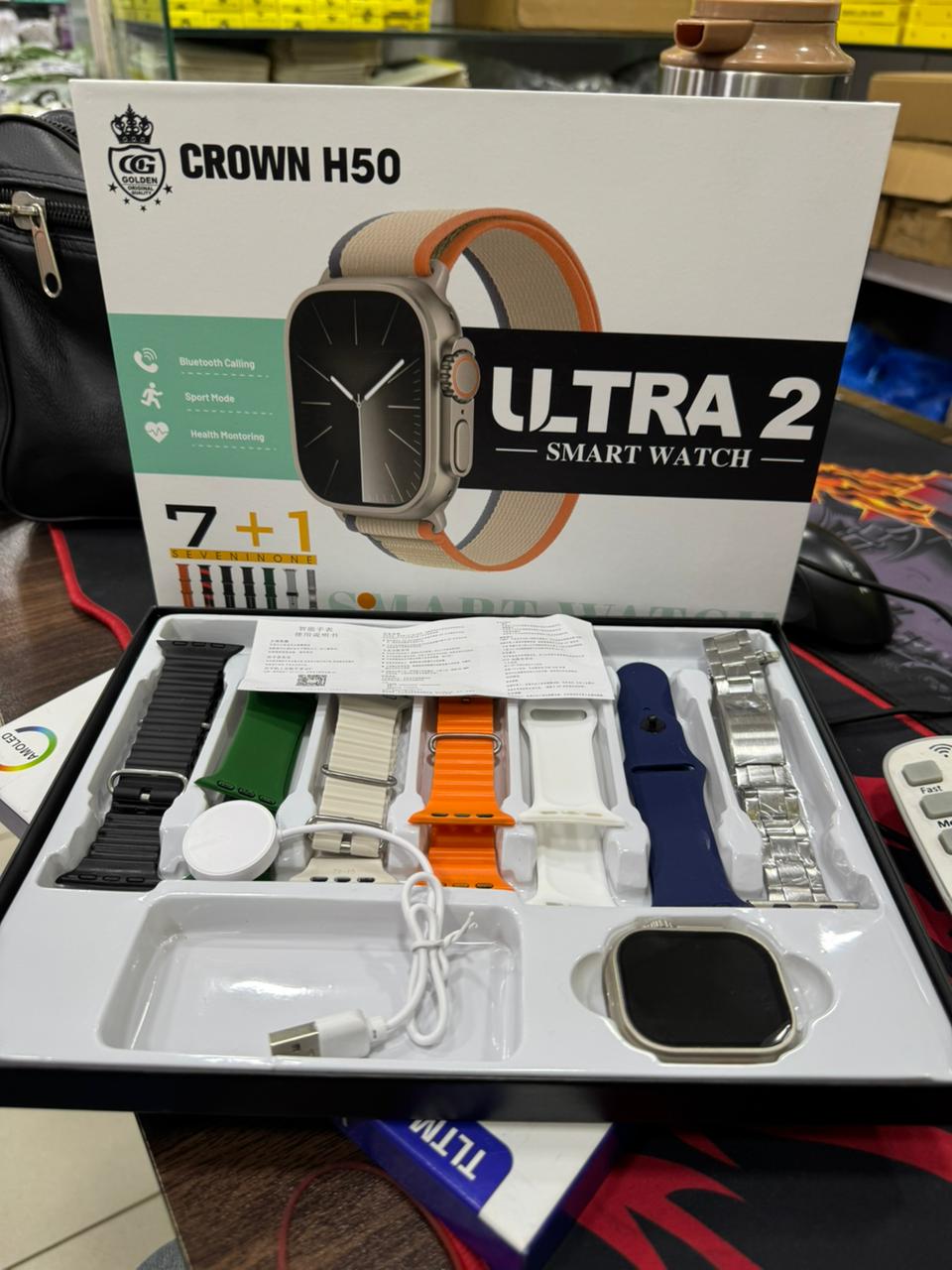 Crown H50 Ultra 2 Smart Watch HD display, Bluetooth calling, health monitoring, multi-sports modes, stylish for men & women