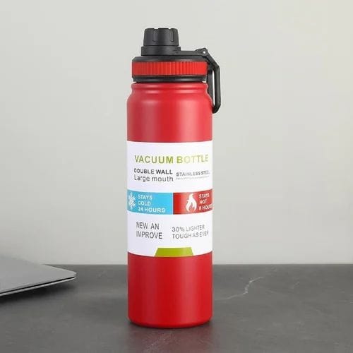 800ml double-wall insulated stainless steel water bottle, vacuum flask for hot & cold drinks, leak-proof and travel-friendly.