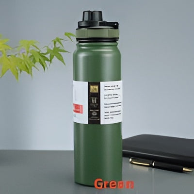 800ml double-wall insulated stainless steel water bottle, vacuum flask for hot & cold drinks, leak-proof and travel-friendly.