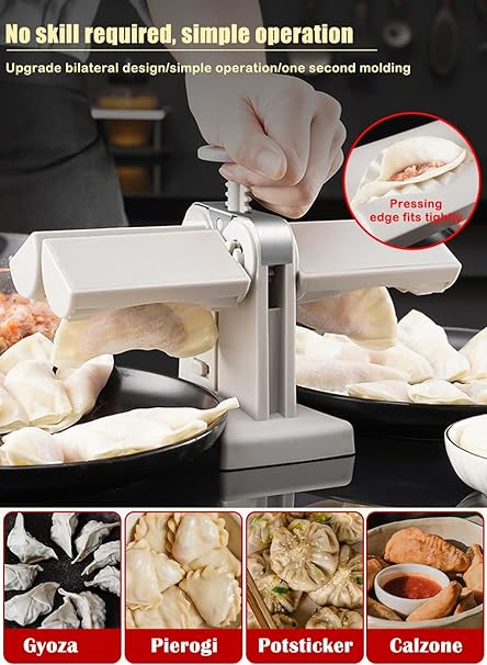 Double head automatic dumpling and samosa maker for fast, professional, leak-proof snacks at home or commercial use