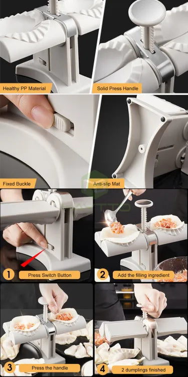 Double head automatic dumpling and samosa maker for fast, professional, leak-proof snacks at home or commercial use