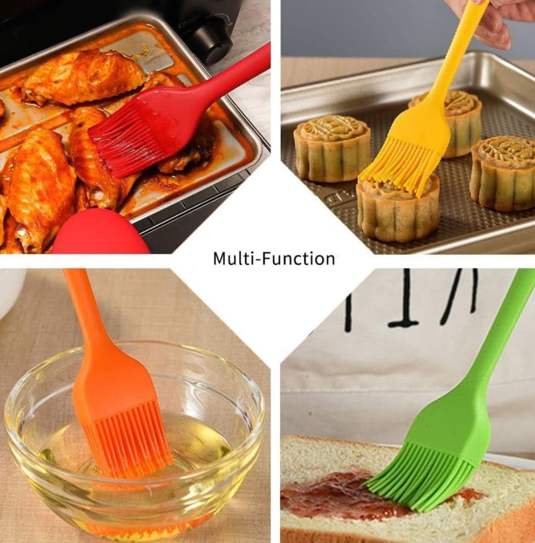 Food-Grade Silicone Oil Brush (1 Pc) – Heat Resistant BBQ & Baking Basting Brush for Spreading Oil, Butter & Sauce | Kitchen Cooking Tool (Random Color)