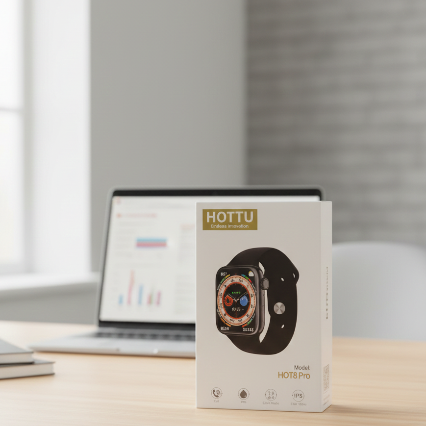 HOTTU Hot 8 Pro Smart Watch Ð 2.02Ó HD IPS display, water-resistant, heart rate monitor, music control, Android compatible