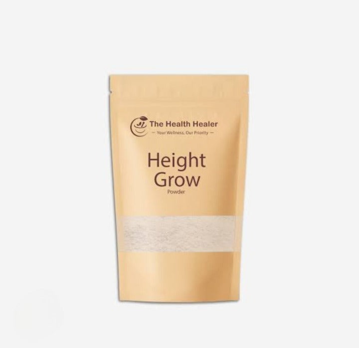The Health Healer Height Grow Powder 70g, natural herbal supplement supporting growth, bone health, and daily wellness