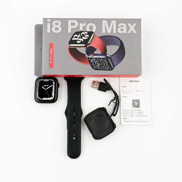 I8 Pro Max smartwatch with Bluetooth calling, BP and heart rate monitoring, fitness tracking and modern design