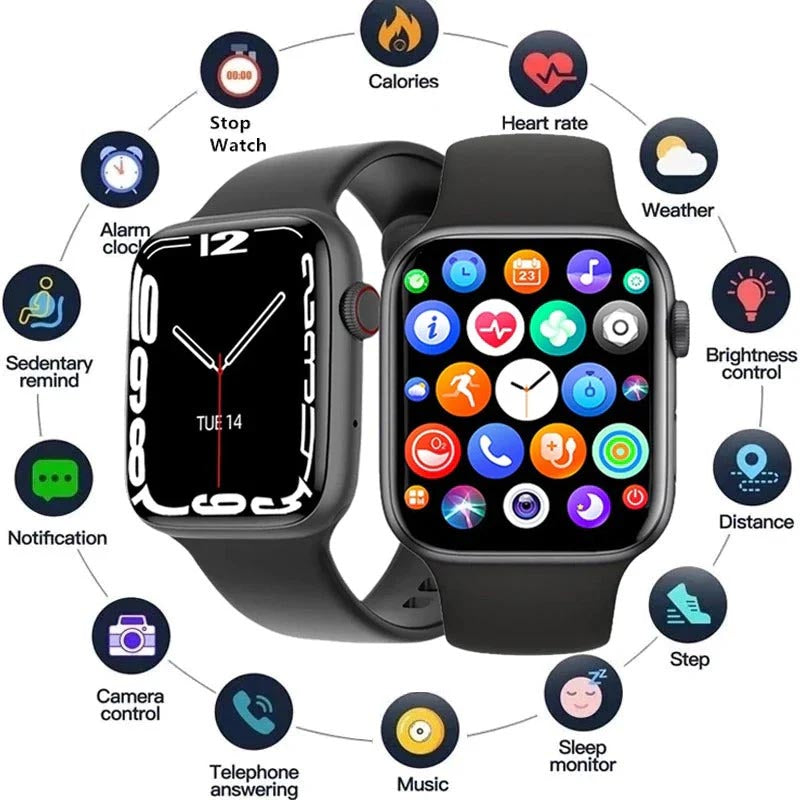 I8 Pro Max smartwatch with Bluetooth calling, BP and heart rate monitoring, fitness tracking and modern design