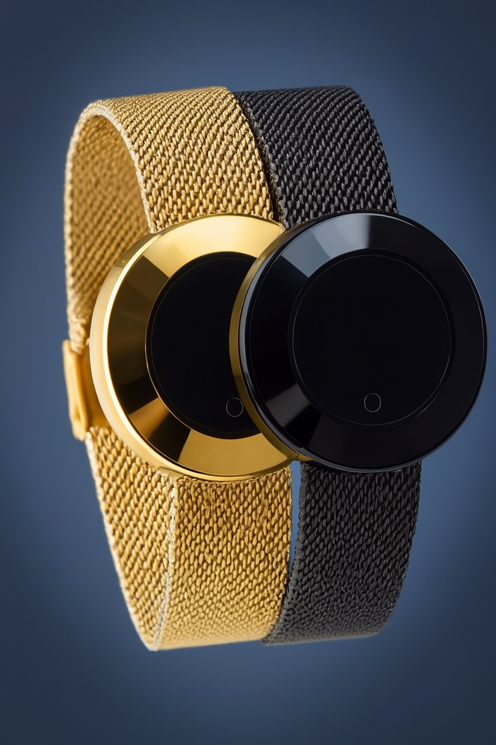 Ladies Smart Watch with premium mesh strap, black & gold, fitness tracking, and call alerts for women's stylish smartwatch