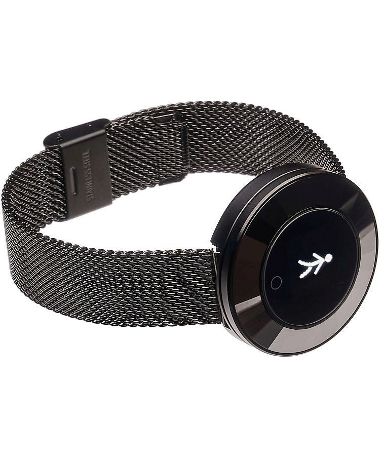 Ladies Smart Watch with premium mesh strap, black & gold, fitness tracking, and call alerts for womenÕs stylish smartwatch