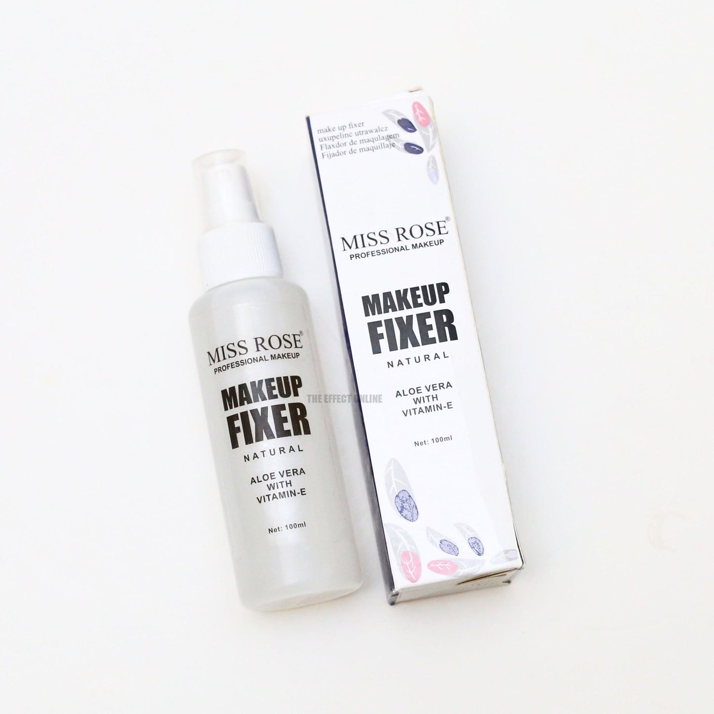 Professional Makeup Fixer Spray 100ml with Aloe Vera & Vitamin E, long-lasting, hydrating, lightweight, smudge-proof finish.