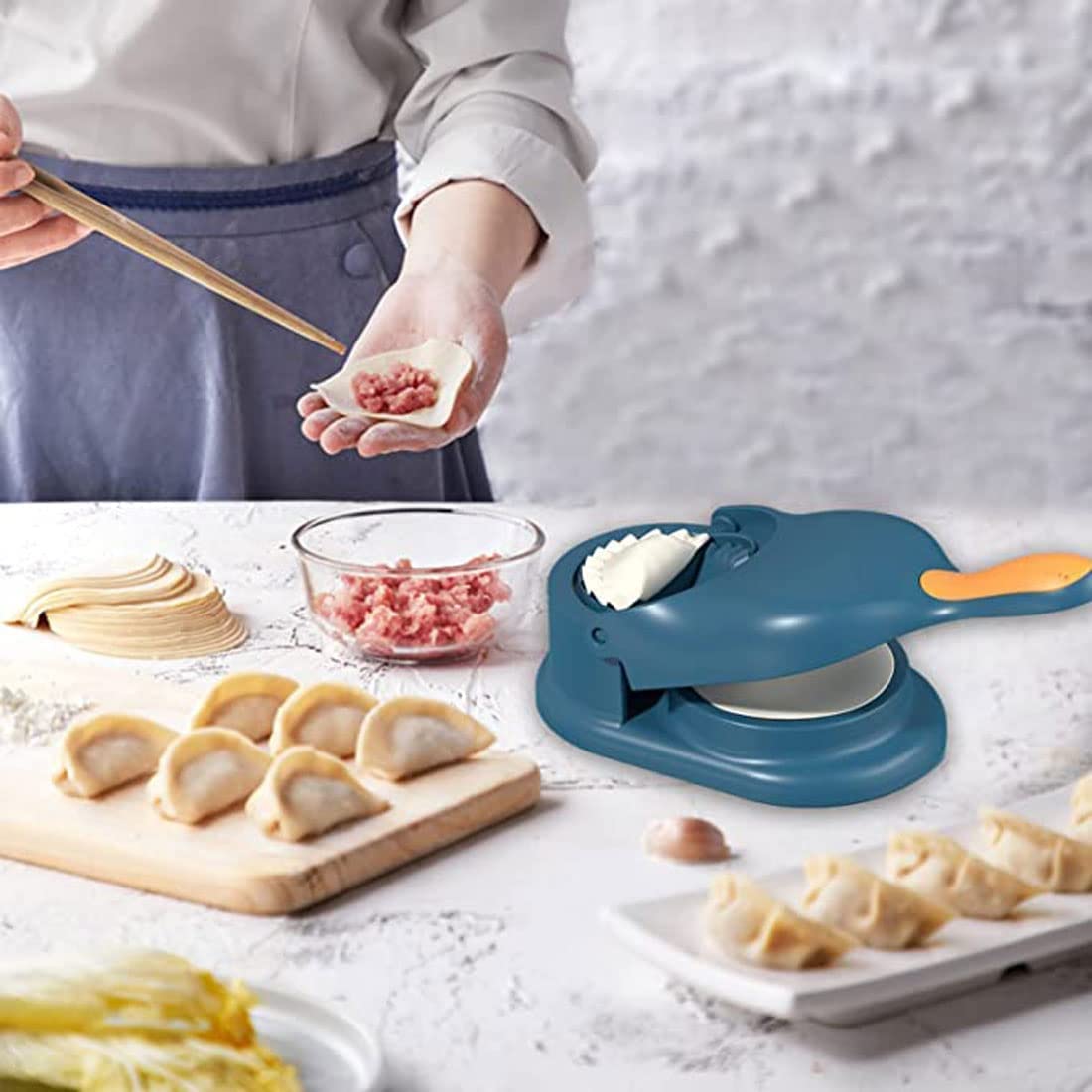 2-in-1 manual dumpling maker and dough press for perfect samosas, momos, empanadas with easy sealing design
