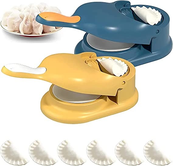 2-In-1 Manual Dumpling Maker & Dough Press Machine – Portable Samosa & Gujiya Mould Tool | Easy DIY Pastry & Kitchen Baking Accessory (Random Color)