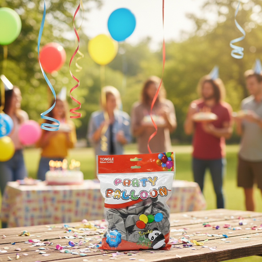 100-piece mixed color latex balloons pack for birthdays, weddings, parties, and festive celebration decorations.
