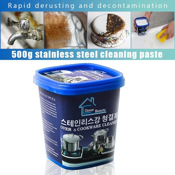 500g Stainless Steel Cleaning Paste Ð removes rust, grease, and stains while restoring shine on kitchen and car surfaces