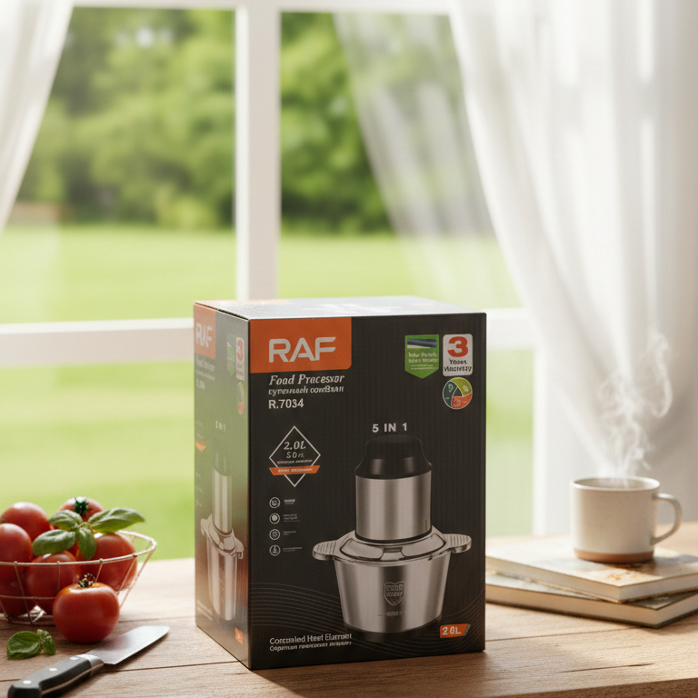 RAF 800W Electric Meat Chopper Ð 2L stainless steel bowl, sharp blades, and high-speed performance for easy kitchen prep