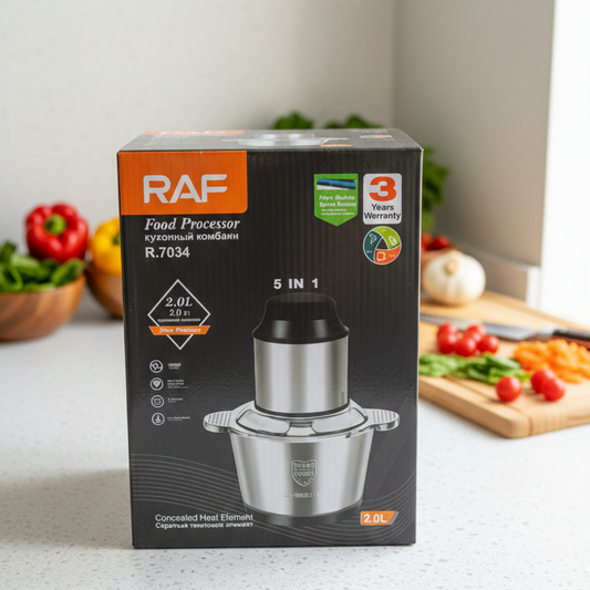 RAF 800W Electric Meat Chopper – 2L Stainless Steel Bowl Food Processor for Meat, Vegetables & Meal Prep