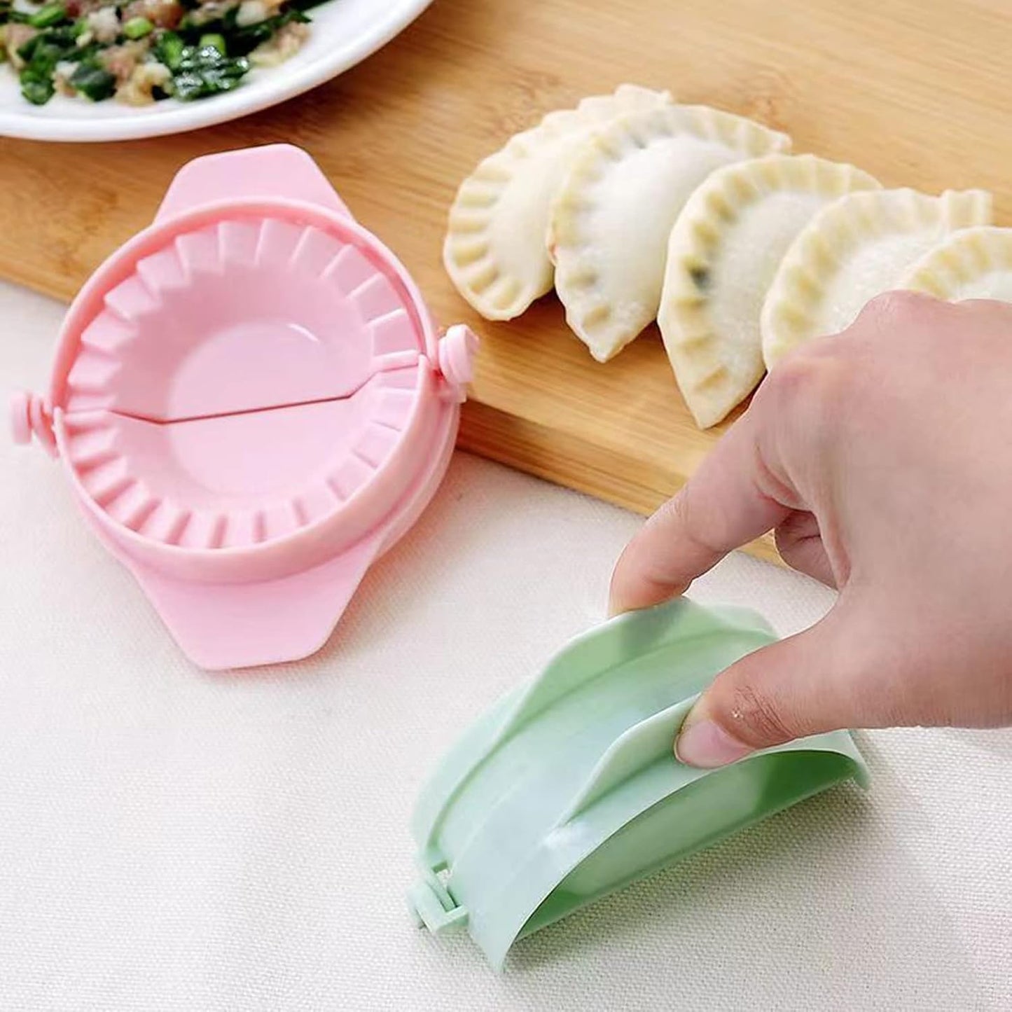Samosa and dumpling maker dough press mold with flip seal design for perfect homemade pastries and snacks